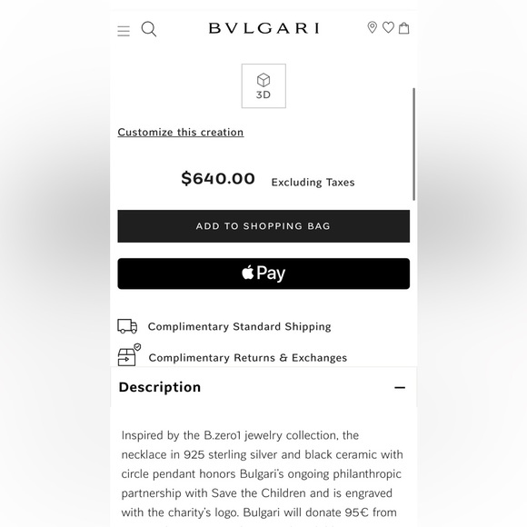 NIB Bulgari Sterling Silver + Ceramic Pendant Necklace, Unisex - Picture 13 of 13